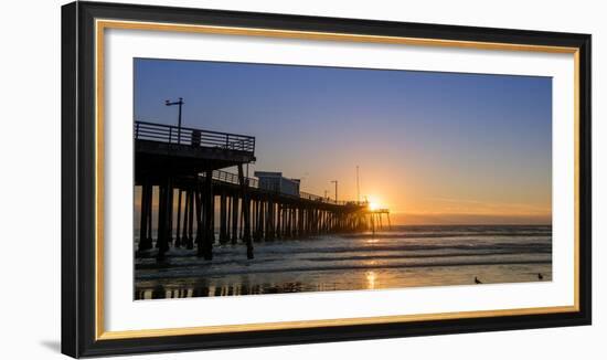 Pismo Beach pier at sunset, San Luis Obispo County, California, USA-null-Framed Photographic Print