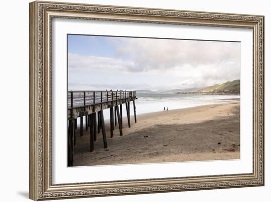 Pismo Beach Pier, California, USA: A Man And A Woman Walking Along The Beach-Axel Brunst-Framed Photographic Print