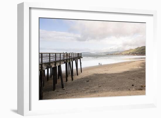 Pismo Beach Pier, California, USA: A Man And A Woman Walking Along The Beach-Axel Brunst-Framed Photographic Print