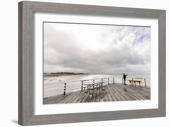 Pismo Beach Pier, California, USA: An Angler On The Pier-Axel Brunst-Framed Photographic Print