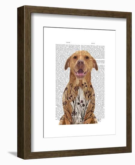 Pit Bull with Floral Tattoo-Fab Funky-Framed Art Print