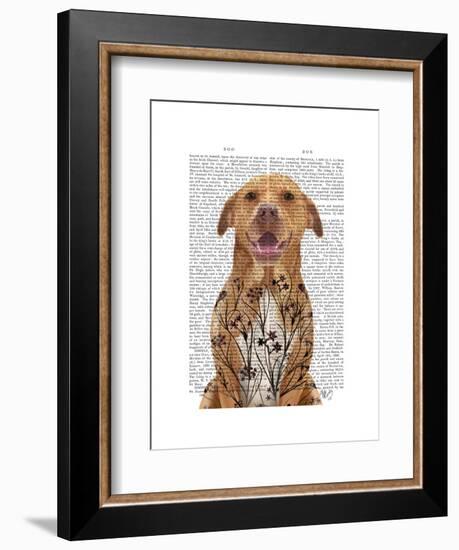 Pit Bull with Floral Tattoo-Fab Funky-Framed Art Print