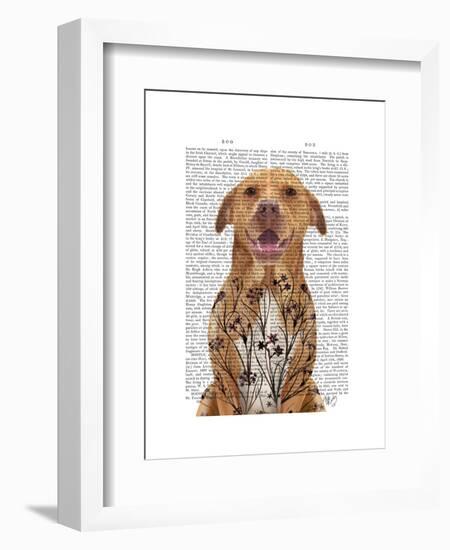 Pit Bull with Floral Tattoo-Fab Funky-Framed Art Print