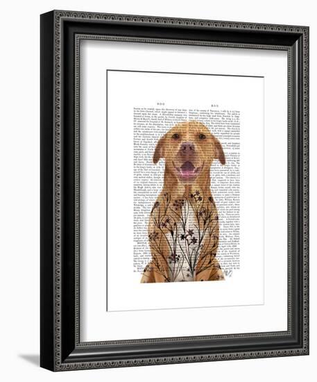 Pit Bull with Floral Tattoo-Fab Funky-Framed Art Print