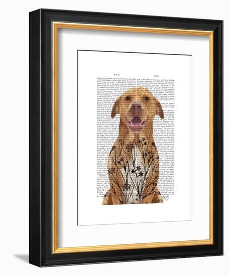 Pit Bull with Floral Tattoo-Fab Funky-Framed Art Print