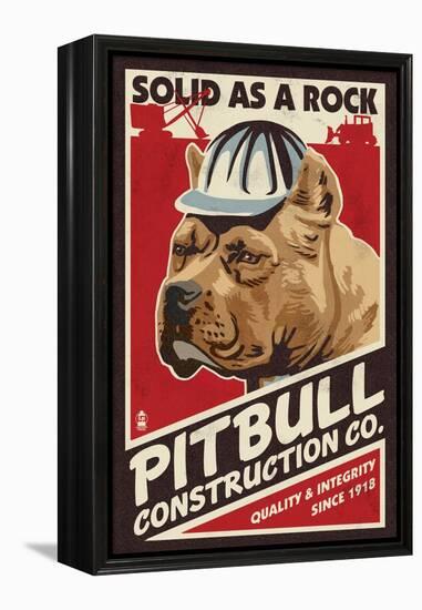 Pitbull - Retro Construction Company Ad-Lantern Press-Framed Stretched Canvas