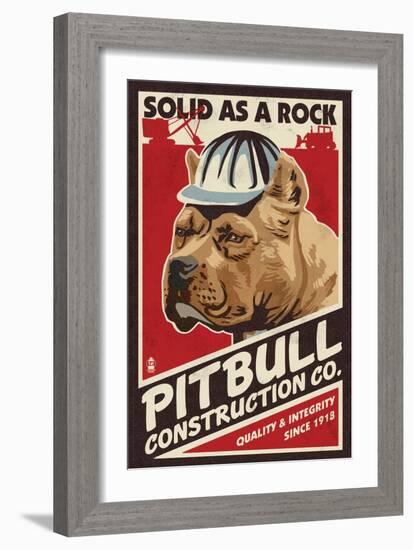Pitbull - Retro Construction Company Ad-Lantern Press-Framed Art Print