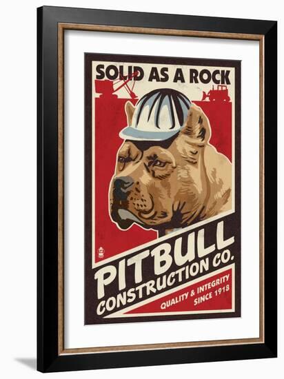 Pitbull - Retro Construction Company Ad-Lantern Press-Framed Art Print