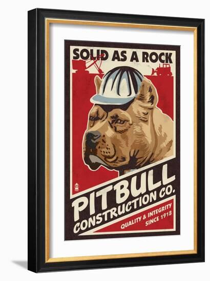 Pitbull - Retro Construction Company Ad-Lantern Press-Framed Art Print