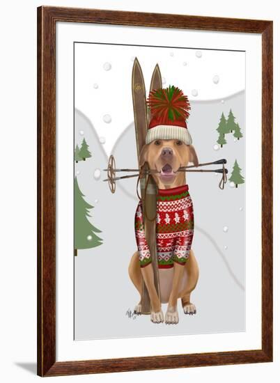 Pitbull Skiing-Fab Funky-Framed Art Print