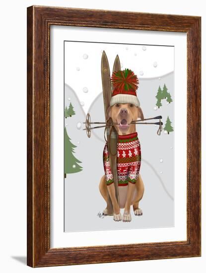 Pitbull Skiing-Fab Funky-Framed Art Print