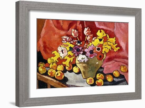 Pitcher, Anemones, Tulips and Apples; Cruche, Anemones, Tulipes Et Pommes, 1937 (Oil on Canvas)-Louis Valtat-Framed Giclee Print