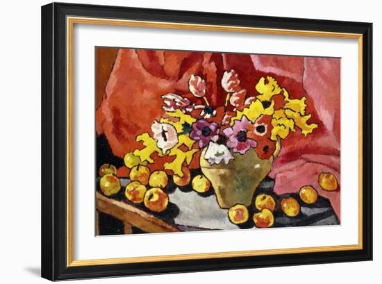 Pitcher, Anemones, Tulips and Apples; Cruche, Anemones, Tulipes Et Pommes, 1937 (Oil on Canvas)-Louis Valtat-Framed Giclee Print