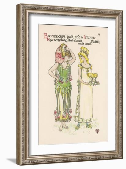 Pitcher Plant with Buttercup-Walter Crane-Framed Art Print