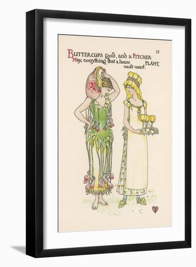 Pitcher Plant with Buttercup-Walter Crane-Framed Art Print