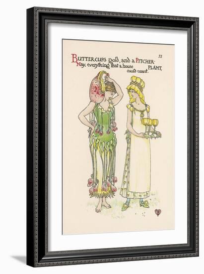 Pitcher Plant with Buttercup-Walter Crane-Framed Art Print