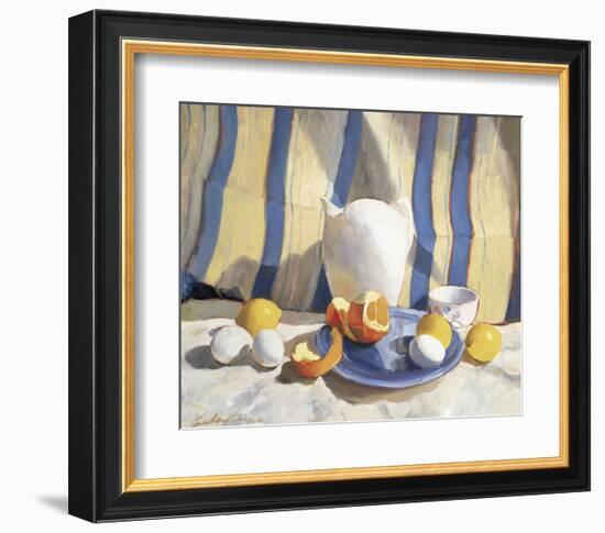 Pitcher with Eggs and Oranges-Tony Saladino-Framed Art Print