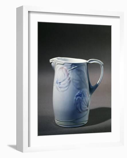 Pitcher with Floral Decorations on White Background, 1900-Georges de Feure-Framed Giclee Print