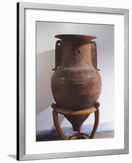 Pithos with Relief of Mother Goddess, from Thebes, Greece,7th Century BC, Ancient Greece-null-Framed Giclee Print