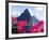 Pitons Volcanic Mountains, with Bougainvillea Flowers in Foreground, St. Lucia, West Indies-Yadid Levy-Framed Photographic Print