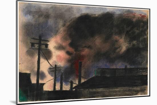 Pittsburgh Factory Scene, 1915-20 (Pastel & Charcoal)-Joseph Stella-Mounted Giclee Print