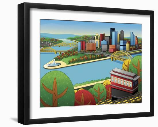 Pittsburgh Incline Autumn-Ron Magnes-Framed Giclee Print