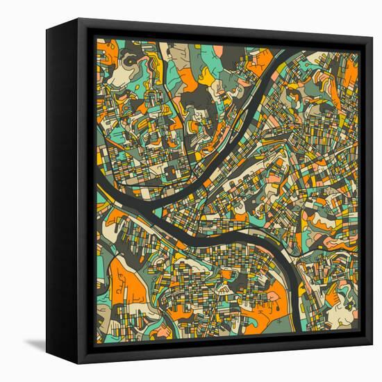 Pittsburgh Map-Jazzberry Blue-Framed Stretched Canvas