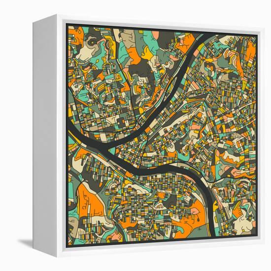 Pittsburgh Map-Jazzberry Blue-Framed Stretched Canvas