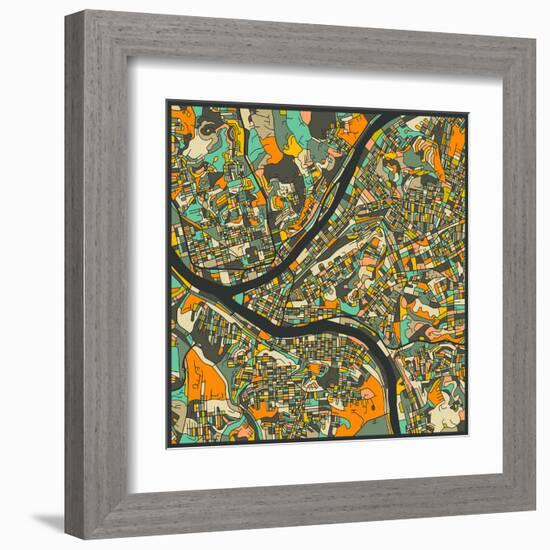 Pittsburgh Map-Jazzberry Blue-Framed Art Print