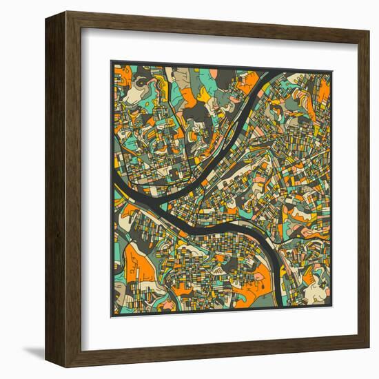 Pittsburgh Map-Jazzberry Blue-Framed Art Print