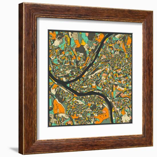 Pittsburgh Map-Jazzberry Blue-Framed Art Print