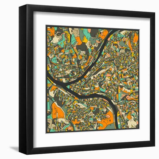 Pittsburgh Map-Jazzberry Blue-Framed Art Print