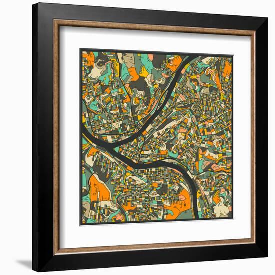 Pittsburgh Map-Jazzberry Blue-Framed Art Print