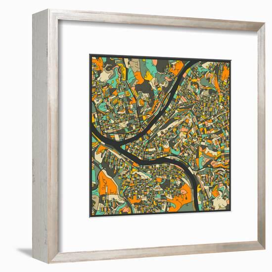 Pittsburgh Map-Jazzberry Blue-Framed Art Print