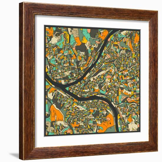 Pittsburgh Map-Jazzberry Blue-Framed Art Print