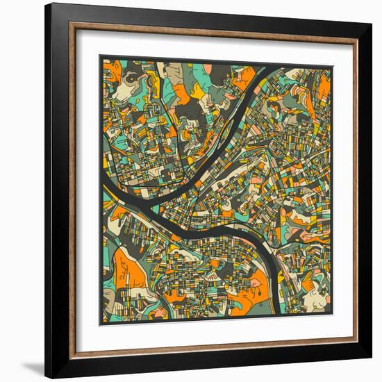 Pittsburgh Map-Jazzberry Blue-Framed Art Print