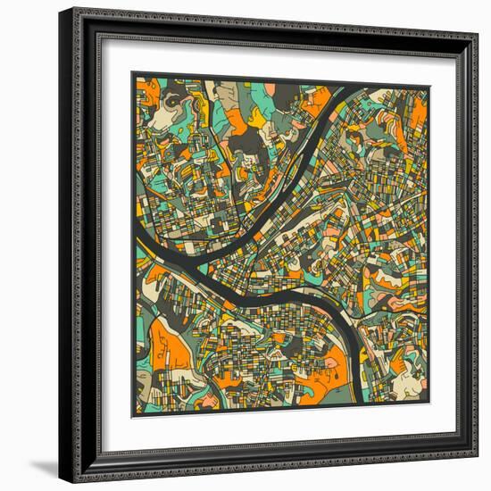 Pittsburgh Map-Jazzberry Blue-Framed Art Print