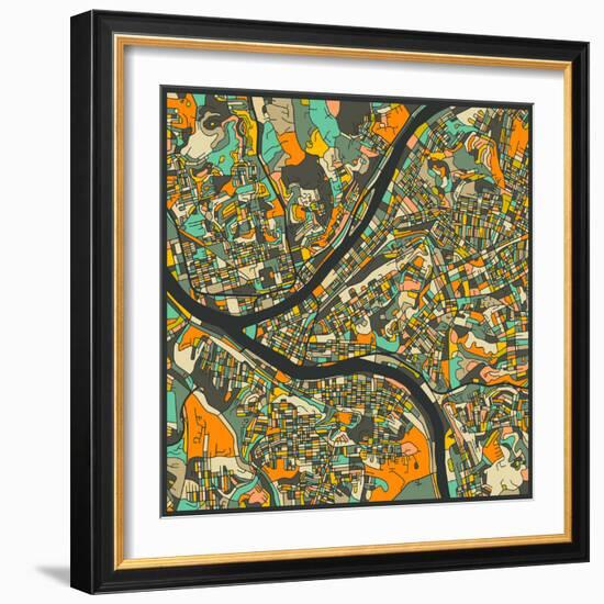 Pittsburgh Map-Jazzberry Blue-Framed Art Print