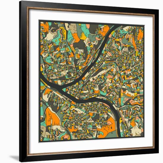 Pittsburgh Map-Jazzberry Blue-Framed Giclee Print