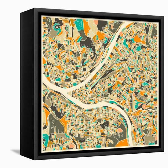 Pittsburgh Map-Jazzberry Blue-Framed Stretched Canvas