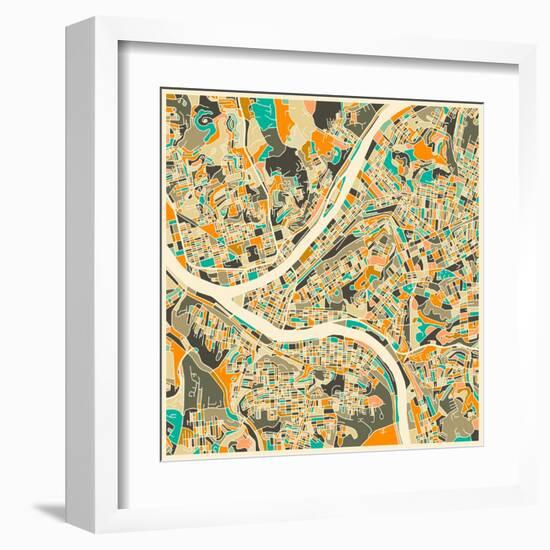 Pittsburgh Map-Jazzberry Blue-Framed Art Print