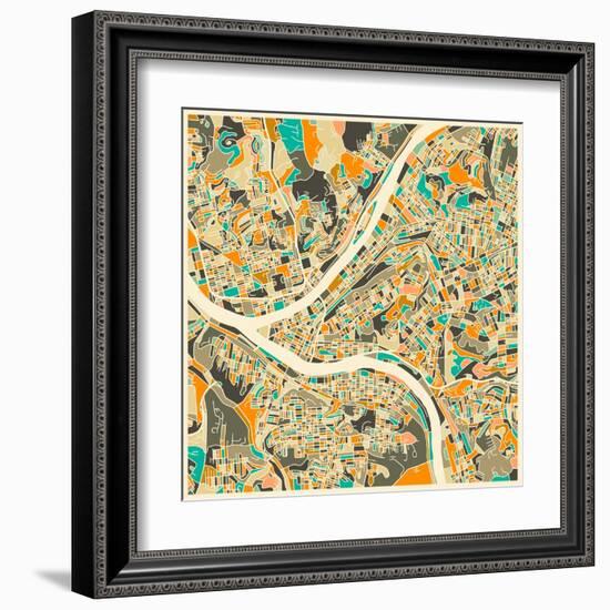 Pittsburgh Map-Jazzberry Blue-Framed Art Print