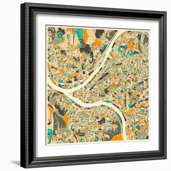 Pittsburgh Map-Jazzberry Blue-Framed Art Print