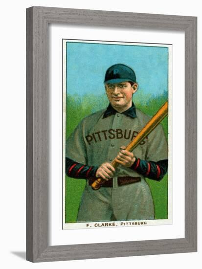 Pittsburgh, PA, Pittsburgh Pirates, F. Clark, Baseball Card-Lantern Press-Framed Premium Giclee Print