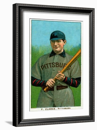 Pittsburgh, PA, Pittsburgh Pirates, F. Clark, Baseball Card-Lantern Press-Framed Premium Giclee Print