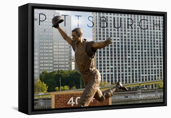 Pittsburgh, Pennsylvania - Bill Mazeroski Statue-Lantern Press-Framed Stretched Canvas