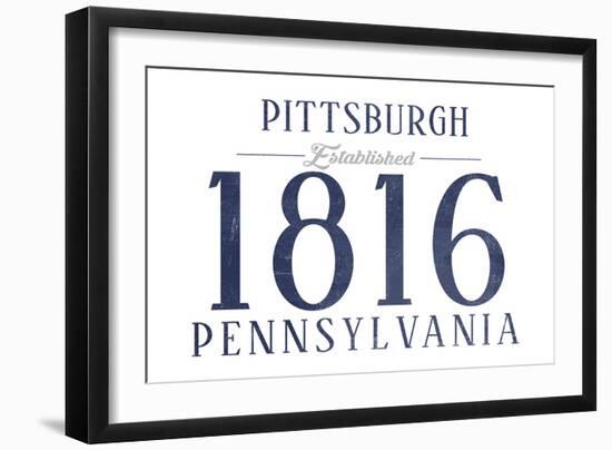 Pittsburgh, Pennsylvania - Established Date (Blue)-Lantern Press-Framed Art Print