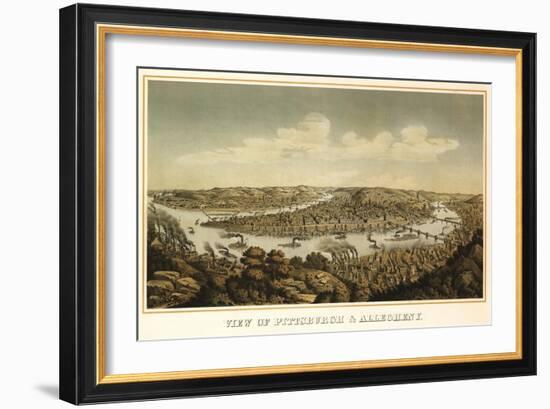 Pittsburgh, Pennsylvania - Panoramic Map-Lantern Press-Framed Art Print