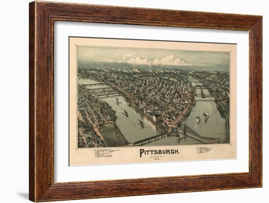 Pittsburgh, Pennsylvania - Panoramic Map-Lantern Press-Framed Art Print