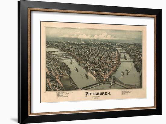 Pittsburgh, Pennsylvania - Panoramic Map-Lantern Press-Framed Art Print